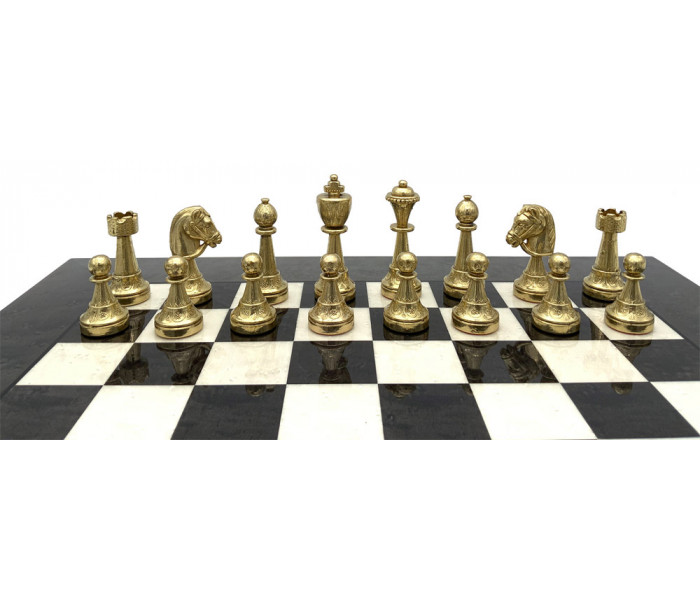 Шахматы Italfama Staunton Nero, 42 x 42 см, фигуры цинк, латунь, никель (70M+513R)