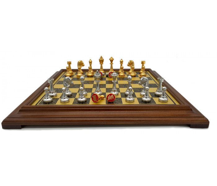 Шахматы Italfama Staunton, 48 x 48 см, фигуры цинк, золото, серебро (70G+252BW)