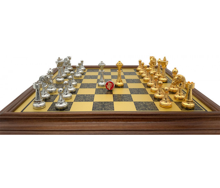 Шахматы Italfama Staunton, 48 x 48 см, фигуры цинк, золото, серебро (70G+252BW)