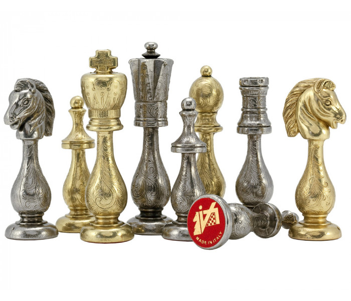 Шахи та нарди Italfama Arabescato Marrone, 48 x 48 см, фігури цинк, латунь, нікель (81M+212L)