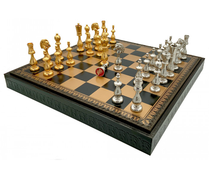 Шахи та нарди Italfama Arabescato Nero, 48 x 48 см, фігури цинк, золото, срібло (81G+222GN)