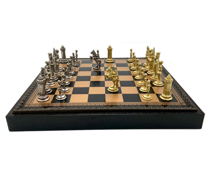 Шахматы и нарды Italfama Camelot, 35 x 35 см, фигуры цинк, латунь, никель (72M+219GN)