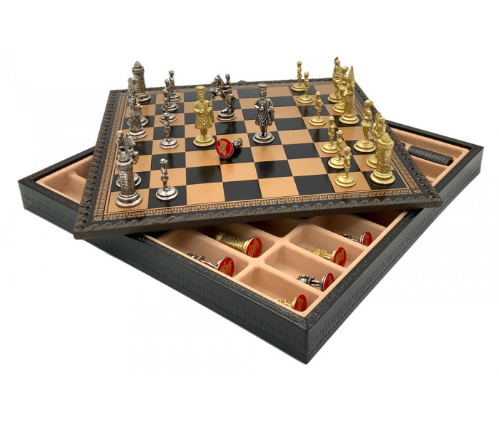 Шахматы и нарды Italfama Camelot, 35 x 35 см, фигуры цинк, латунь, никель (72M+219GN)