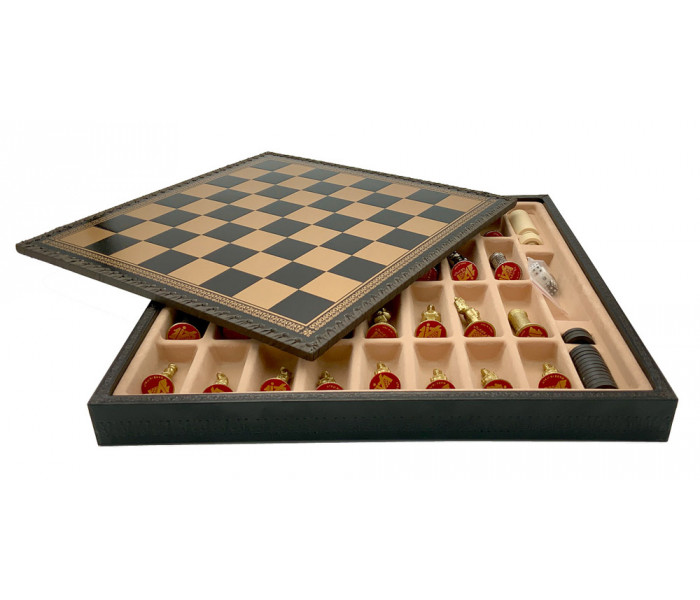 Шахматы и нарды Italfama Camelot, 35 x 35 см, фигуры цинк, латунь, никель (72M+219GN)