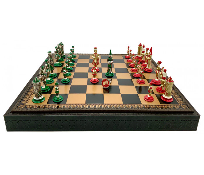 Шахи та нарди Italfama Camelot, 48 x 48 см, фігури цинк, латунь, нікель (19-50+222GN)