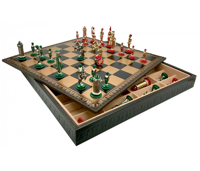 Шахи та нарди Italfama Camelot, 48 x 48 см, фігури цинк, латунь, нікель (19-50+222GN)