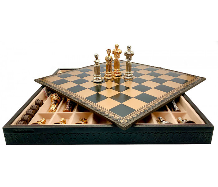 Шахматы и нарды Italfama Imperatore Romano, 48 x 48 см, фигуры цинк, золото, серебро (46G+222GN)