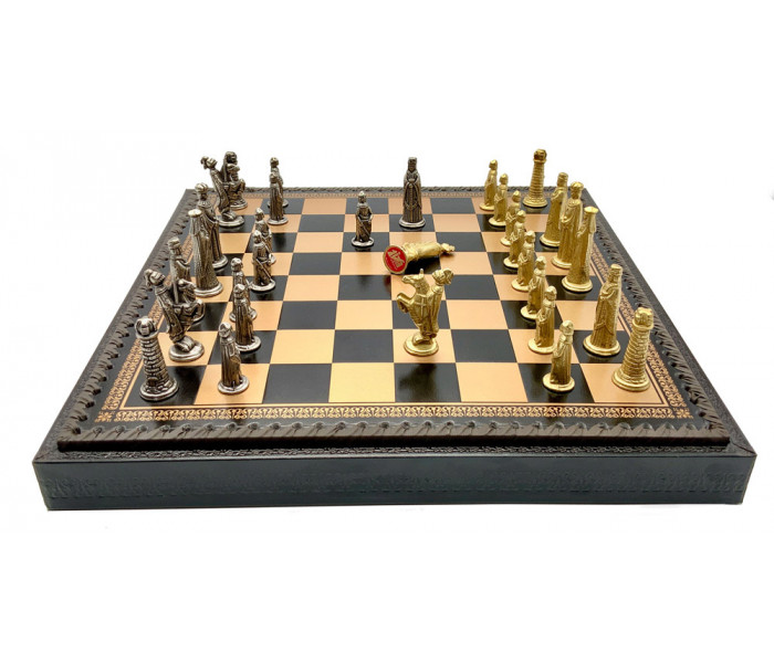Шахматы и нарды Italfama Medioevale, 35 x 35 см, фигуры цинк, латунь, никель (71M+219GN)