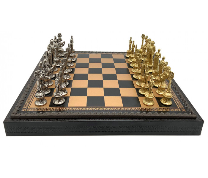 Шахматы и нарды Italfama Napoleone Nero, 35 x 35 см, фигуры цинк, латунь, никель (92M+219GN)