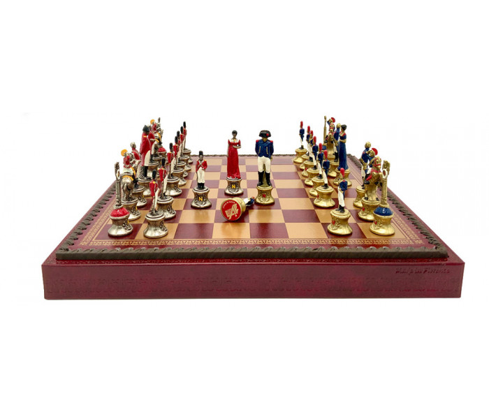 Шахи та нарди Italfama Napoleone Rosso, 35 x 35 см, фігури кольорові Цинк, латунь, нікель (19-92+219GR)