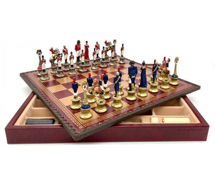Шахи та нарди Italfama Napoleone Rosso, 35 x 35 см, фігури кольорові Цинк, латунь, нікель (19-92+219GR)