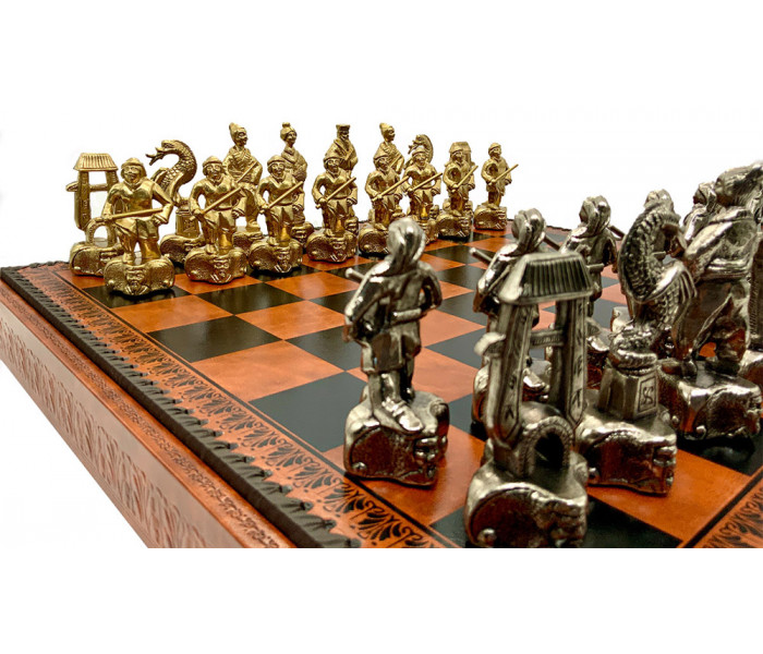 Шахи та нарди Italfama Samurai Marrone, 48 x 48 см, фігури цинк, латунь, нікель (87M+212L)