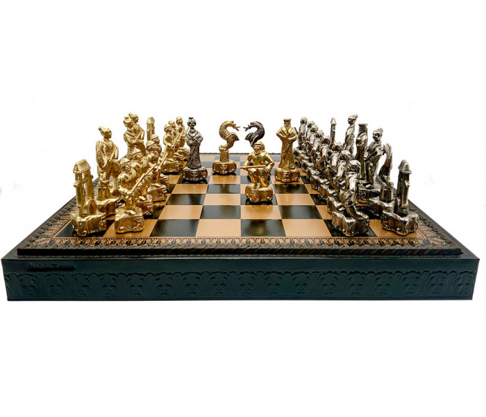 Шахматы и нарды Italfama Samurai Nero, 48 x 48 см, фигуры цинк, латунь, никель (87M+222GN)