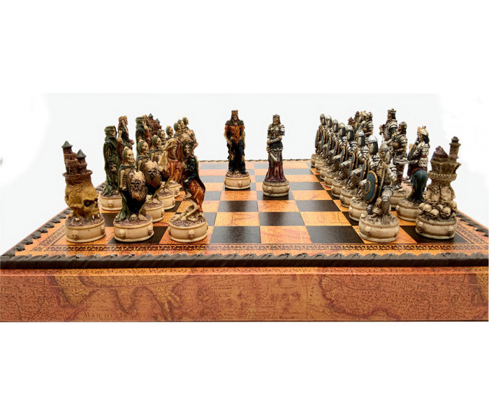 Шахматы и нарды Italfama Skeletons Marrone, 35 x 35 см, фигуры полистоун (R70637+219MAP)