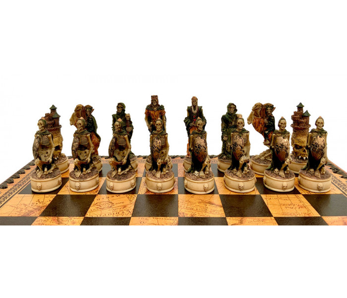 Шахматы и нарды Italfama Skeletons Marrone, 35 x 35 см, фигуры полистоун (R70637+219MAP)