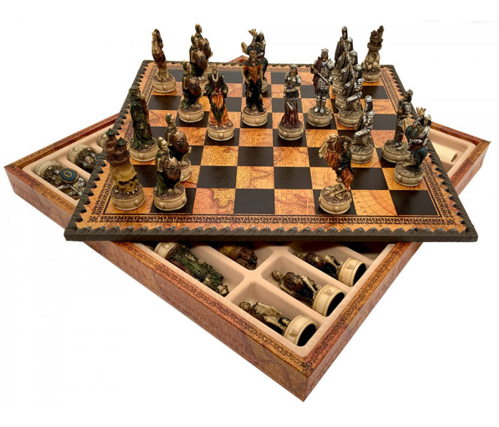 Шахматы и нарды Italfama Skeletons Marrone, 35 x 35 см, фигуры полистоун (R70637+219MAP)