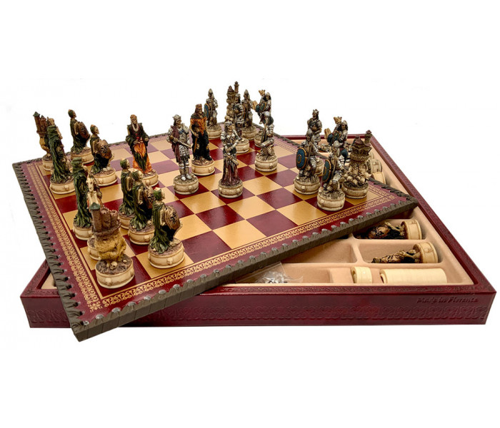 Шахи та нарди Italfama Skeletons Rosso, 35 x 35 см, фігури полістоун (R70637+219GR)