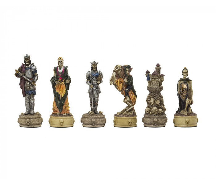 Шахи та нарди Italfama Skeletons Rosso, 35 x 35 см, фігури полістоун (R70637+219GR)