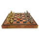 Шахматы и нарды Italfama Staunton Marrone Carta, 35 x 35 см, фигуры цинк, латунь, никель (70M+219MAP)