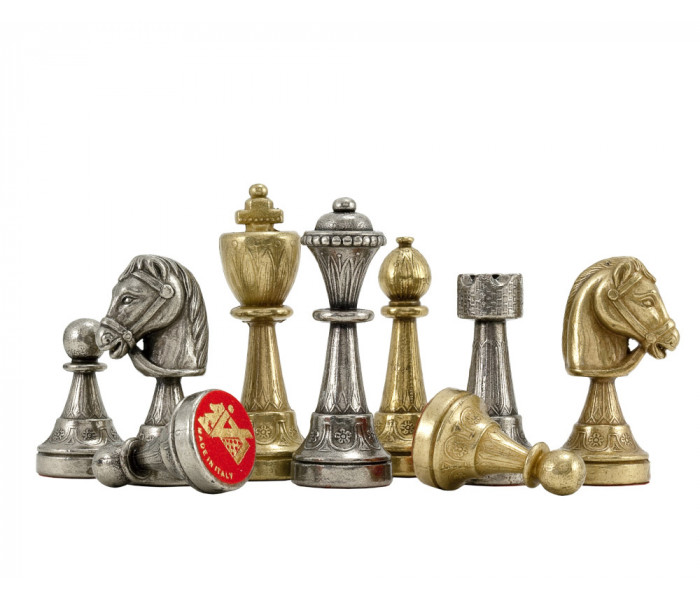 Шахматы и нарды Italfama Staunton Marrone Carta, 35 x 35 см, фигуры цинк, латунь, никель (70M+219MAP)