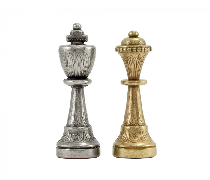 Шахматы и нарды Italfama Staunton Marrone Carta, 35 x 35 см, фигуры цинк, латунь, никель (70M+219MAP)