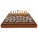 Шахматы и нарды Italfama Staunton Marrone, 35 x 35 см, фигуры цинк, золото, серебро (70G+209L)