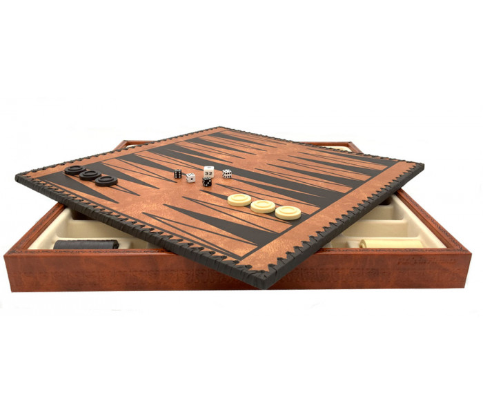 Шахматы и нарды Italfama Staunton Marrone, 35 x 35 см, фигуры цинк, золото, серебро (70G+209L)