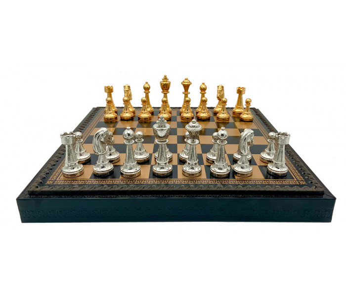 Шахматы и нарды Italfama Staunton Nero, 35 x 35 см, фигуры цинк, золото, серебро (70G+219GN)