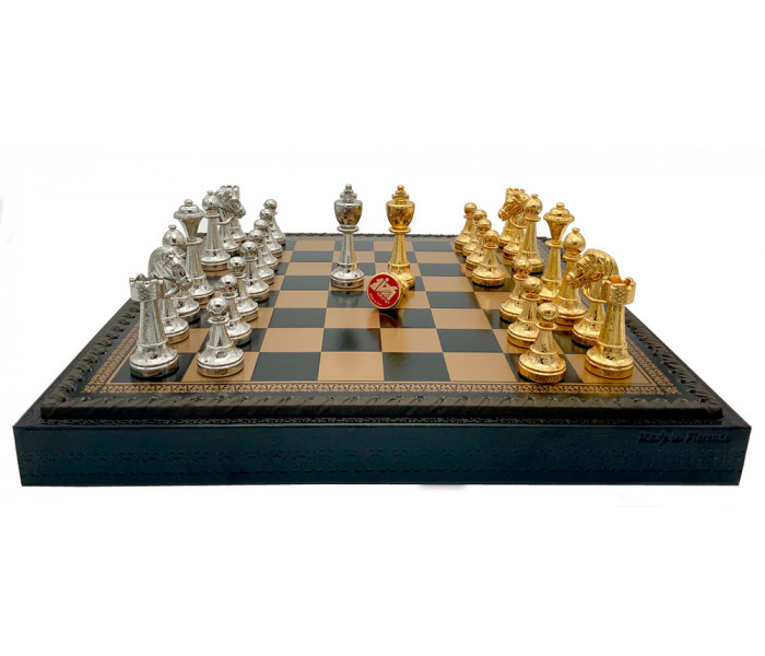 Шахматы и нарды Italfama Staunton Nero, 35 x 35 см, фигуры цинк, золото, серебро (70G+219GN)