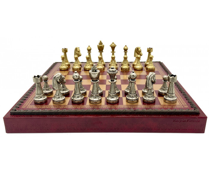 Шахматы и нарды Italfama Staunton Rosso, 35 x 35 см, фигуры цинк, латунь, никель (70M+219GR)