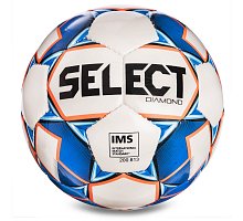 Фото М’яч футбольний №5 SELECT DIAMOND IMS NEW (FFPUS 1200, білий-синій-оранжевий) DIAMOND-WB