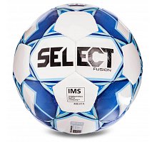 Фото М’яч футбольний №5 SELECT FUSION IMS (FPUS 1100, білий-блакитний) FUSION-W