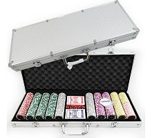 Фото Набор 500 фишек для покера в алюминиевом кейсе (номинал 5-5000). 11,5g-chips
