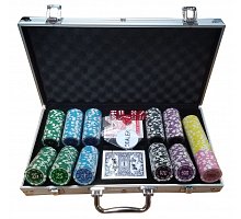 Фото Набір 300 фішок для покеру в алюмінієвому кейсі (номінал 25-5000), фішки 11,5 g