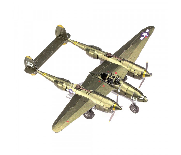 Металева збірна 3D модель Винищувач Lockheed P-38 Lightning, Metal Earth (ICX143)