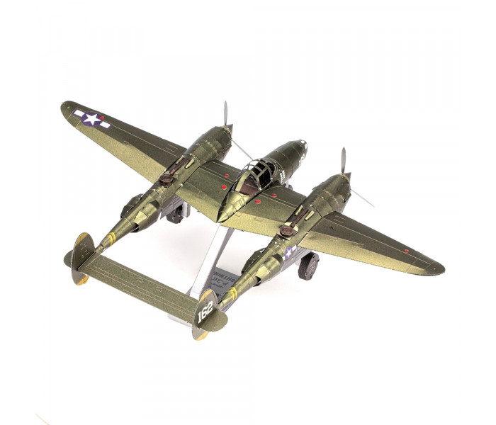 Металева збірна 3D модель Винищувач Lockheed P-38 Lightning, Metal Earth (ICX143)