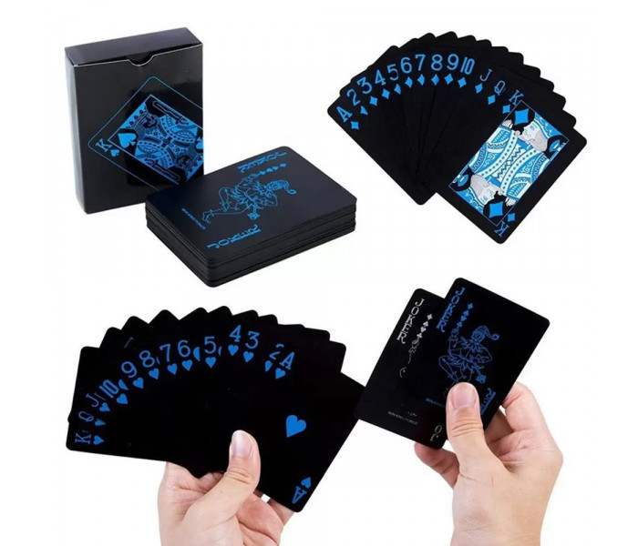 Чорні пластикові карти Win King Poker (Blue Face)