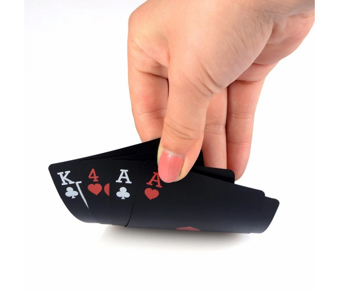 Чорні пластикові карти Win King Poker (Red Face)