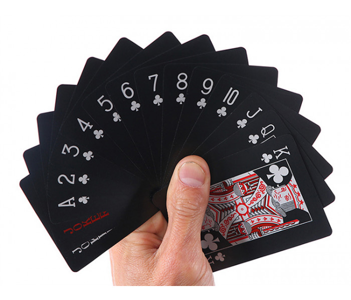 Чорні пластикові карти Win King Poker (Red Face)