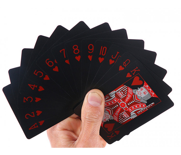 Чорні пластикові карти Win King Poker (Red Face)