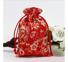 Фото Мешочек под мини-колоду Красные цветы, сатин, 10 х 10 см (9040242)