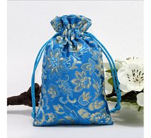 Фото Мешочек под мини-колоду Голубые цветы, сатин, 10 х 10 см (9040226)