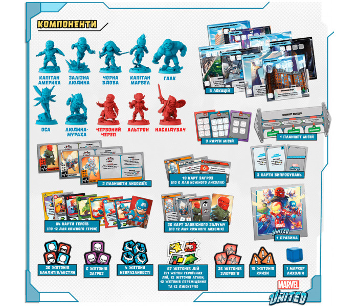 Настільна гра Marvel United. Українське видання. Geekach Games (GKCH035MU)