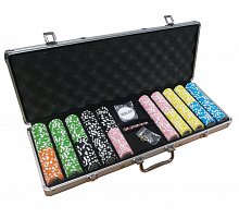 Фото Набор для покера, 500 фишек с номиналом 500-Spin, номинал 5-5000. Керамика, 14г