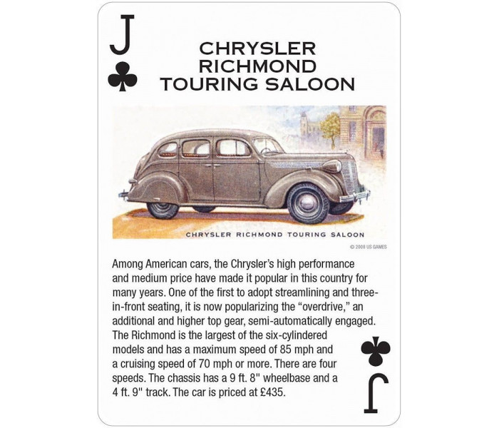 Игральные карты Vintage Motor Cars Playing Card Deck