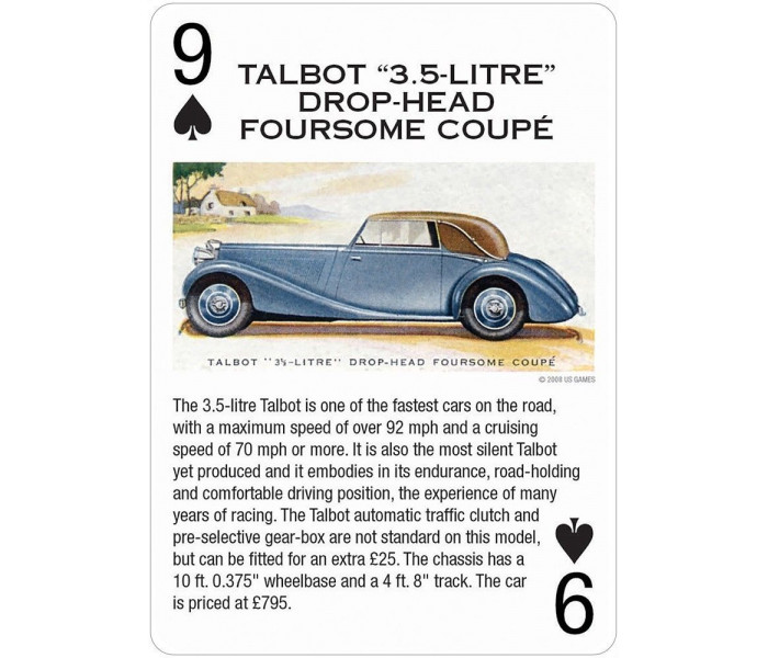 Игральные карты Vintage Motor Cars Playing Card Deck