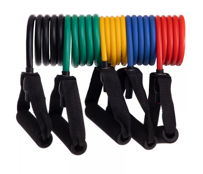 Эспандер многофункциональный для фитнеса 5 жгутов Resistance Band Zelart ET-500 в чехле