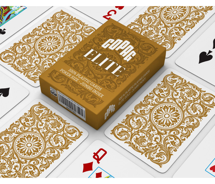 Карты для покера 100% Plastic Copag Elite Jumbo Index Gold