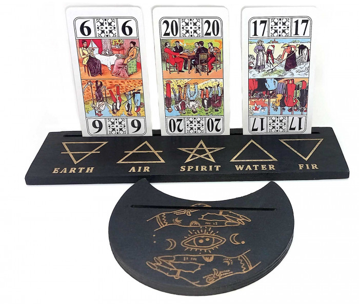 Підставки під карти Таро (25×7,5см) та (10,5×12,5см) стихії, чорна. 34599C
