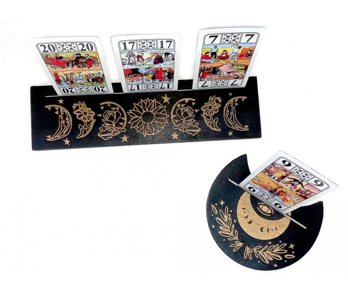 Підставки під карти Таро (25×7,5см) та (10,5×12,5см) квіти, чорна. 34599